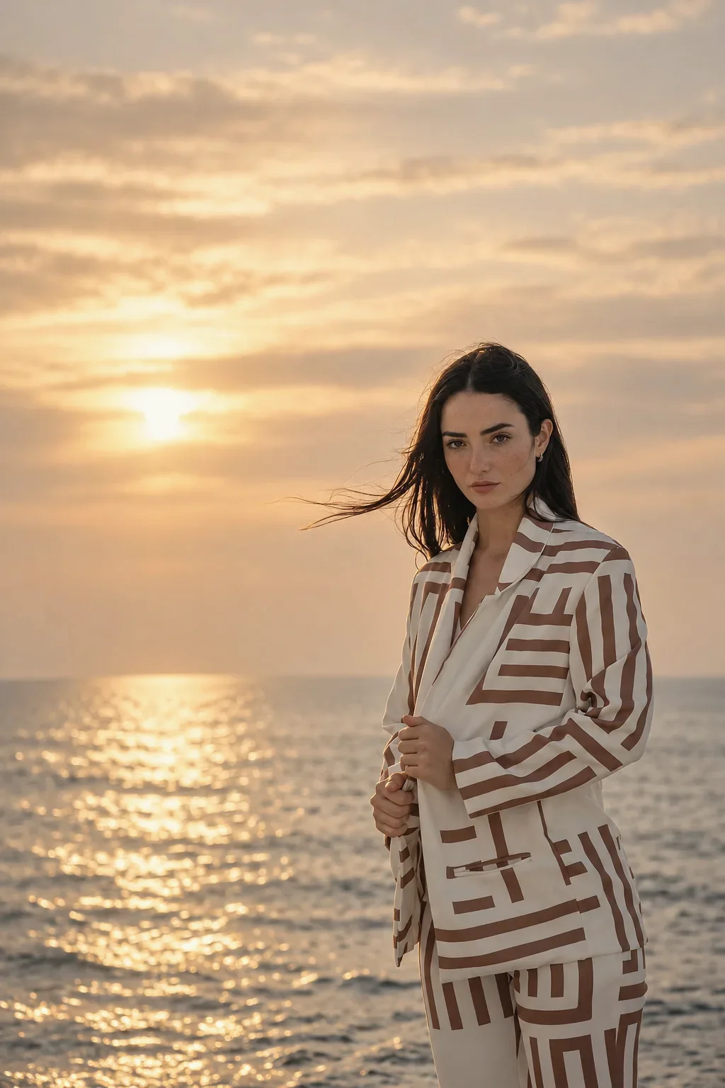 Saco Kismet frente al mar al atardecer